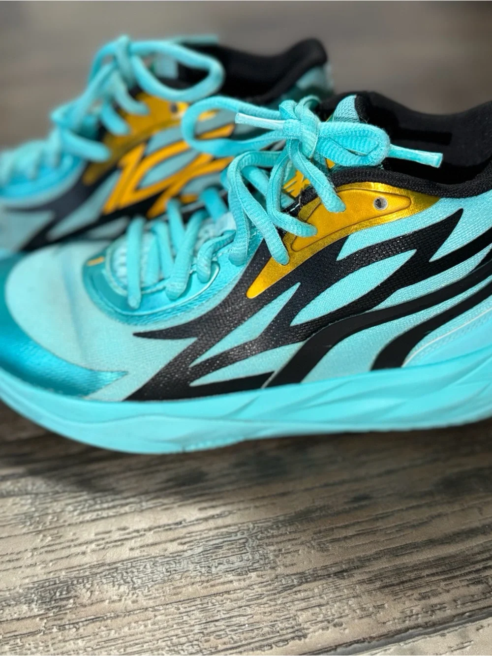 Melo Kids Sneakers in Aqua Turquoise with Yellow Accents